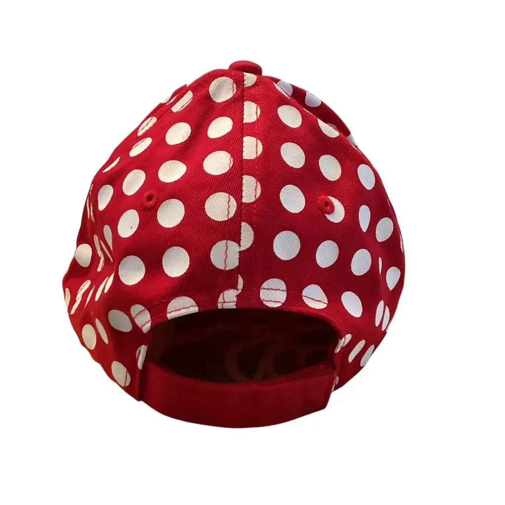 NWOT Disney Minnie Mouse Red Polka Dot Embroidered Signature Bow Baseball Cap